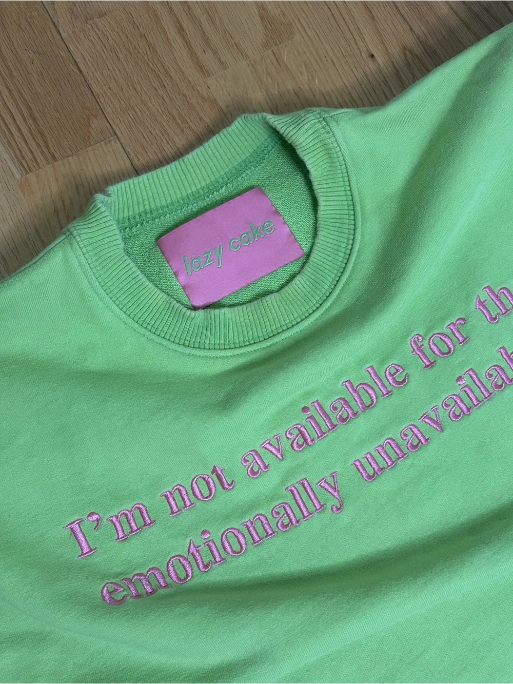 Lazy Cake by Sarah Bahbah Limited Edition Women’s Lime Green crewneck sweatshirt